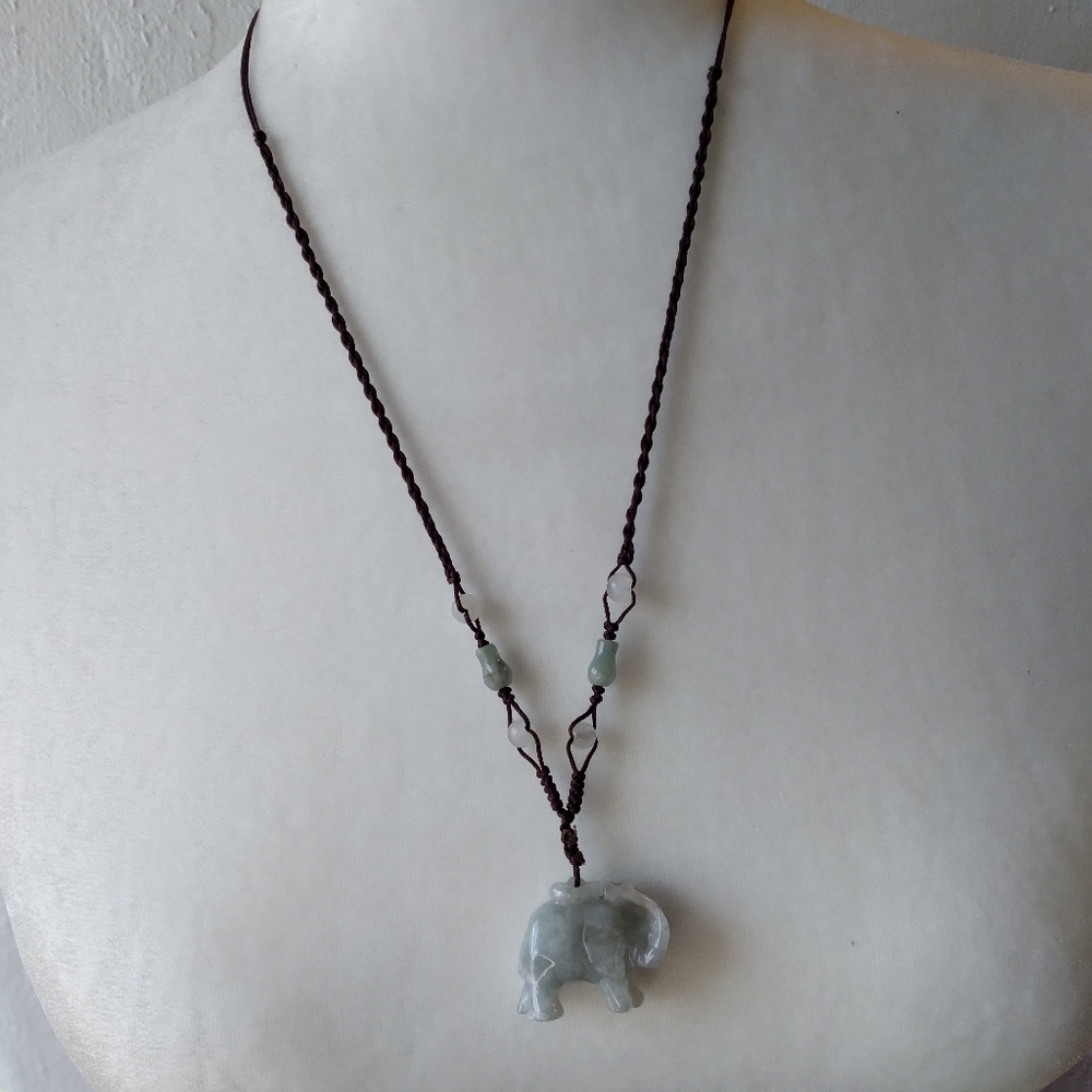 Handmade Jade Elephant Necklace - Picture 2 of 5